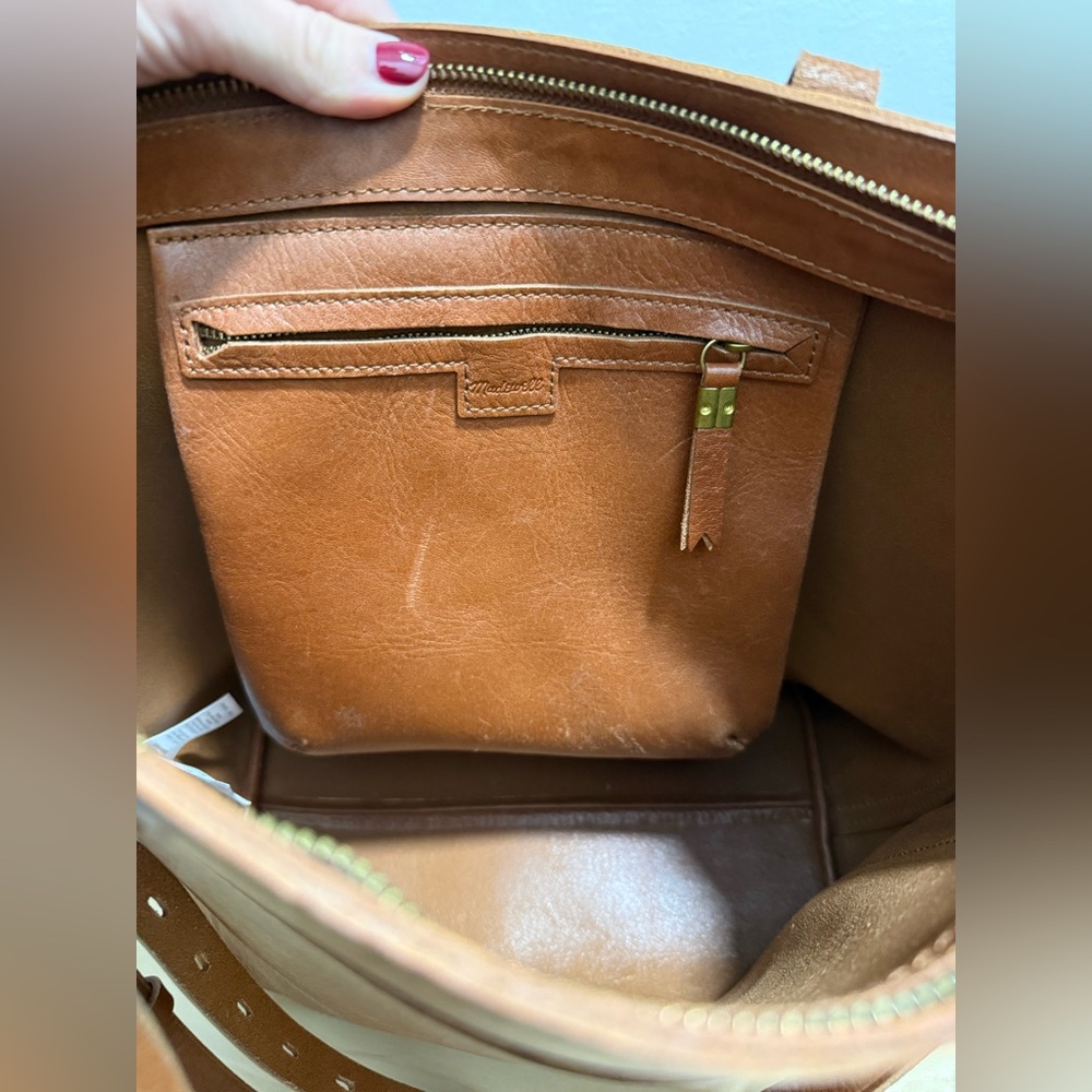 Madewell Zip-Top Medium Transport Leather Tote, Brown - Picture 6 of 6
